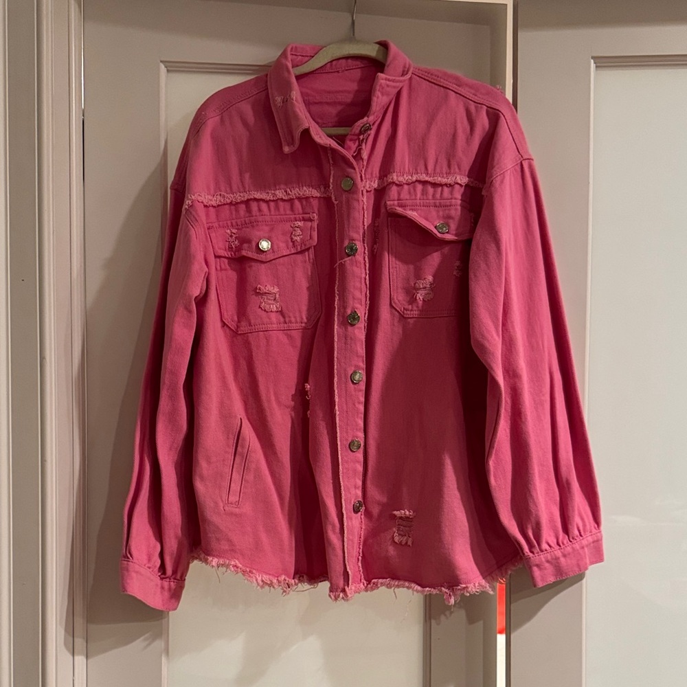 Distressed Denim Jacket- Size XL